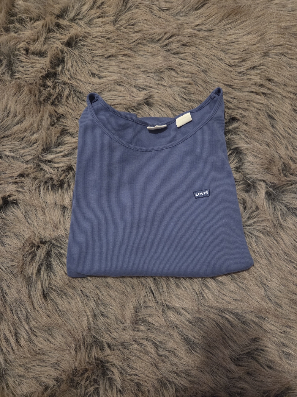 Levi's Women's Blue Ribbed Crew Neck Top